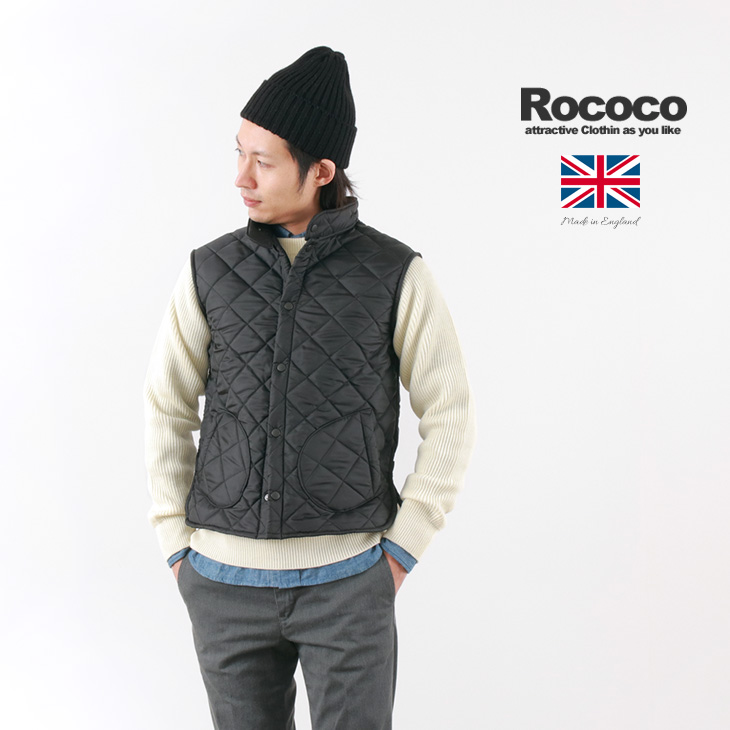 Rococo ロココ マンチェスター キルティング ベスト 中綿 フリースライニング メンズ イギリス製 アウター 中綿 キルティングジャケット Rococo ロココ 通販 メンズファッション