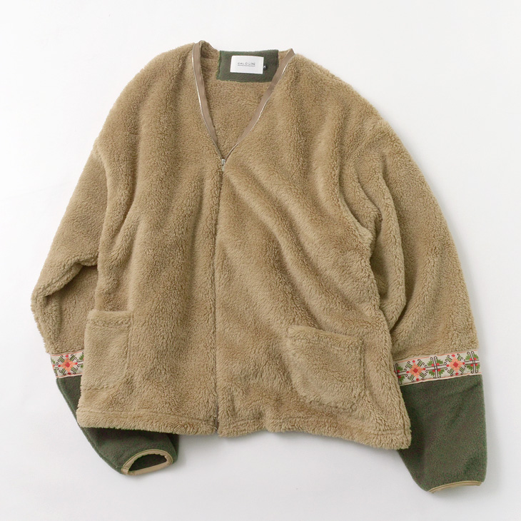 Cal O Line キャルオーライン フォークロア フリース カーディガン メンズ アウター 上着 ボア 暖かい ポリエステル 日本製 Cl212 064 Folklore Fleece Cardigan アウター ジャケット ボア フリース ウール Rococo ロココ 通販 メンズ